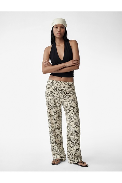 Koton Bürümcük Fabric Black Women's Trousers 6Sak40059Ek