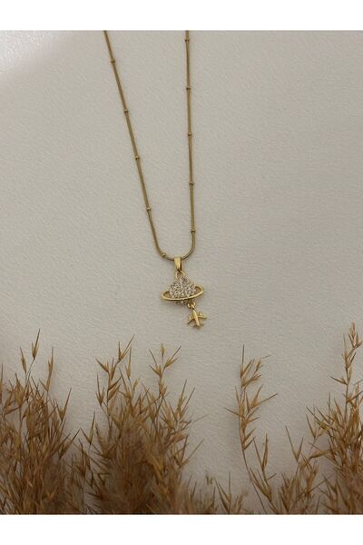 stainless steell Saturn Çelik Kolye