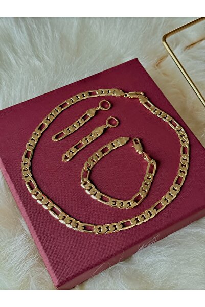 YOUES JEWELRY 316l KOLYE, KÜPE, VE BİLEKLİK SETİ 14 K ALTIN RENK Çelik CM VİP...