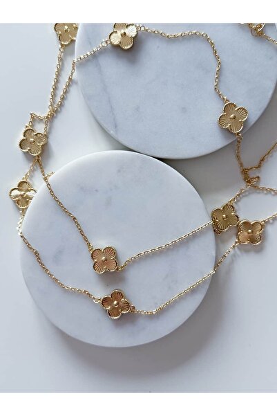 CHARMLUCKY ÖZEL SERİ ÇOKLU YONCA UZUN KOLYE