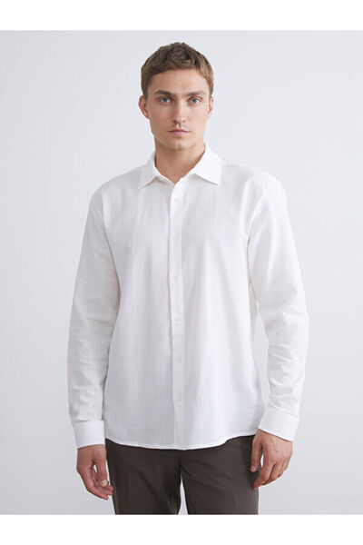 LC Waikiki Rmz Gi̇yi̇m Farkiyla Standard Fit Long Sleeve Dobby Men's Shirt