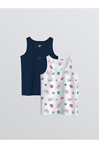 LC Waikiki Rmz Gi̇yi̇m Farkiyla Zero Roba Collar Boys' Undershirt 2-Pack