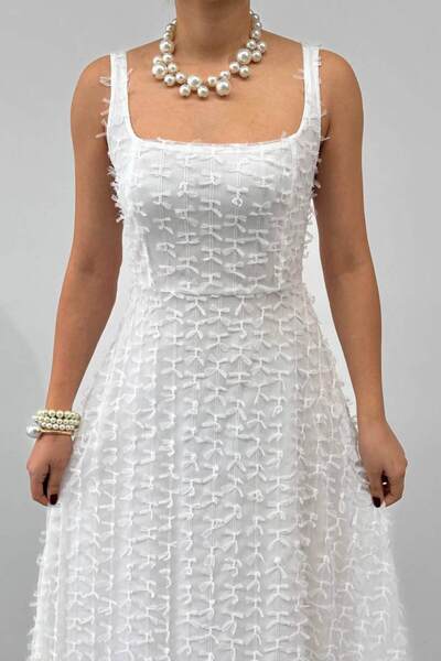 Moda Amore Tulle Bow Detailed Flared Long Evening Dress |   Graduation Specia...