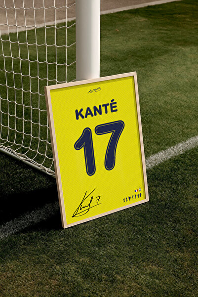 Base Concept N'Golo Kante 17 İmzalı Sarı Forma Posteri (Çerçeveli)