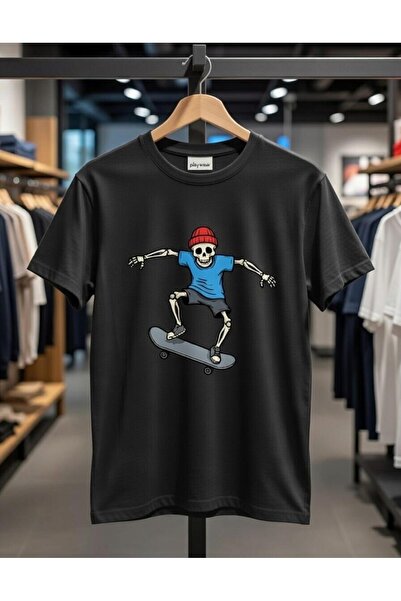 playwear PLAY WEAR Tricou unisex cu imprimeu, cu guler rotund, cu design Skel...