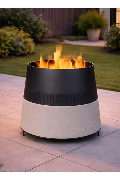 Cady One Outdoor fire pit metal and artificial stone, high-temperature resist...