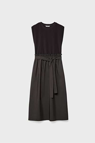 Stradivarius Midi dress in two materials