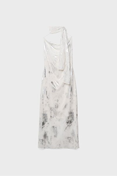 Stradivarius Foil midi dress