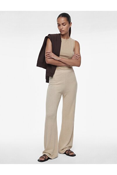 Koton Women's Canvas Trousers 6Sak40009Uk Beige