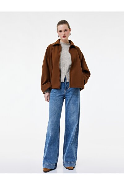 Koton Βαμβακερό τζιν παντελόνι με φαρδύ πόδι με κουμπιά και τσέπες - φαρδύ μπ...