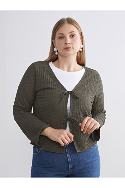 LC Waikiki Rmz Gi̇yi̇m Farkiyla V Textured Blouse with Tie Detail