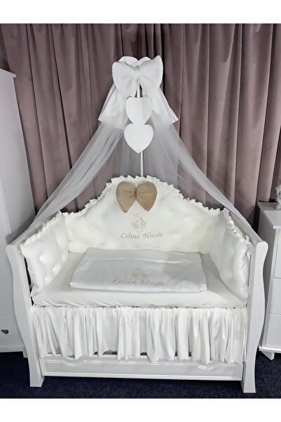 PeppiBambini Personalized 11-piece cot linen REGAL Velvet White -