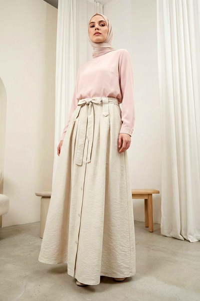 MODAQU Yasmin Lace-Up Parachute Skirt - Stone