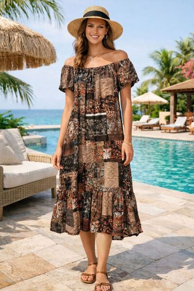 AYASOFYA OTANTIK Women's Madonna Collared Patterned Side Short Sleeve Loose D...