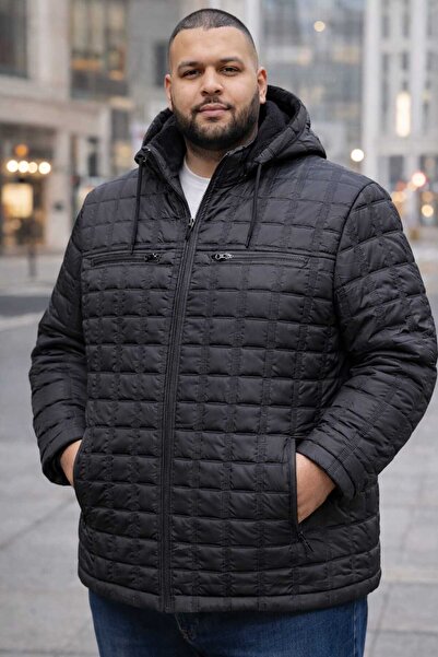 OKER BÜYÜK BEDEN ERKEK seyyar KAPÜŞONLU KAPİTONE MONT,KABAN 4,5,6,7,8XL.