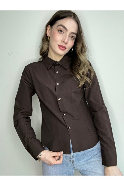 AÈC PRIVÈ Women's Elena Slim Fit Elegant Poplin Shirt That Slims the Waist
