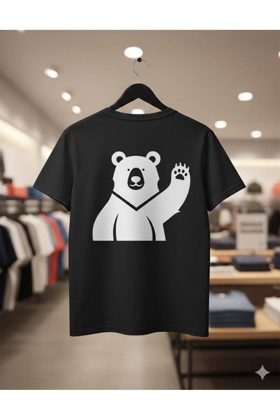 playwear PLAY WEAR Tricou unisex cu imprimeu HELLO SHADE BEAR, cu decolteu ro...