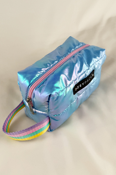 zeypack Mavi Simli Hologramlı Makyaj Çantası, El Çantası - Özel Kumaş & Özel ...