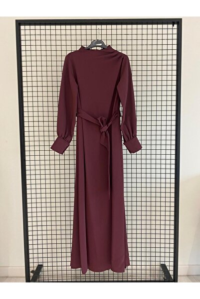 Armine TREND yeni sezon KUŞAKLI DRAPELİ OMUZ DETAYLI MİNİMAL ŞIK ELBİSE