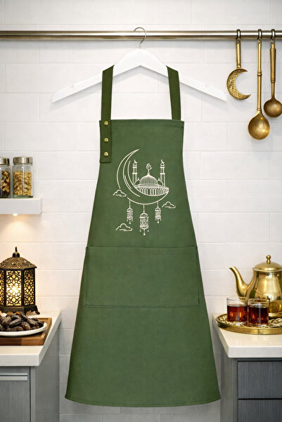 Hulganz Ramadan Themed Kitchen Apron Stain-Resistant Water-Repellent Fabric S...