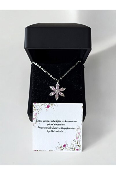 ACQUA BELLA 925 Ayar Gümüş Pembe Zirkon Taşlı Manolya Çiçeği Gümüş Kadın Koly...