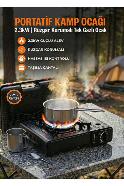 emybox Portatif Kamp Ocağı 2.3kW Rüzgar Korumalı Çantalı - Nurgaz Kartuş Uyum...