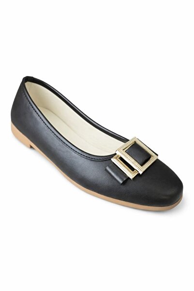 archiepet Stylish Flat Black Ballerinas with Stone Belt