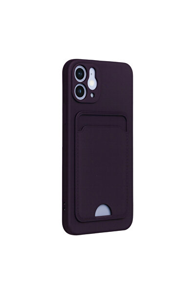 eco port حافظة آيفون 12 كلفن سيليكون مع بطاقة عمل - بنفسجي غامق