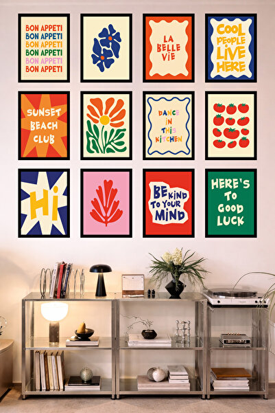 UNT 12-Frame Look Kitchen |   Modern |   Retro Wall Poster Painting Set – 15X...