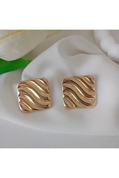 LENTE AKSESUAR Modern Wave Textured Square Earrings - Casual and Special Occa...