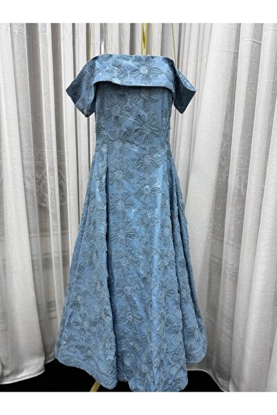 Rosina Floral denim evening dress for Eid