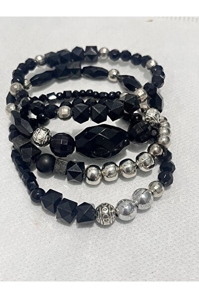COCOSH TAKI Black and Silver Color Beaded Multiple Flexible Design Combinatio...