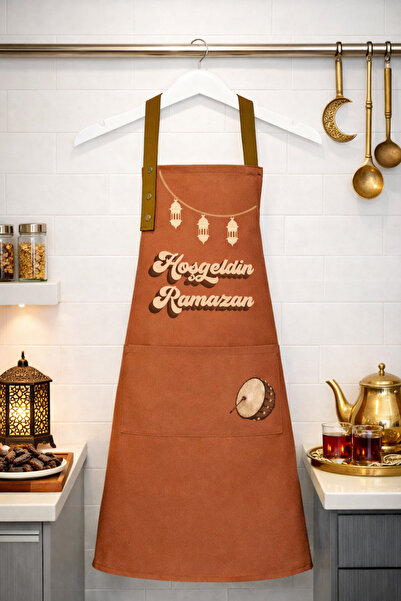Hulganz Ramadan Themed Kitchen Apron Stain-Resistant Water-Repellent Fabric W...