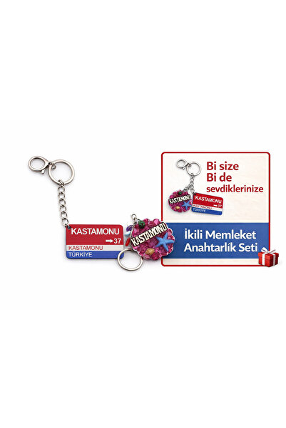 Home Kastamonu Hometown Themed Handmade Set of 2 Keychains