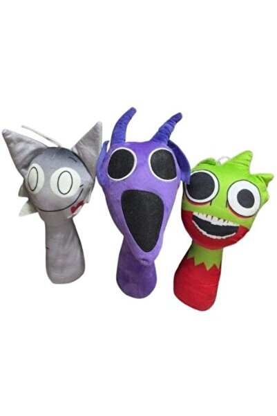 OEM Set de 3 jucării de pluș Sprunki, 23 cm, multicolore