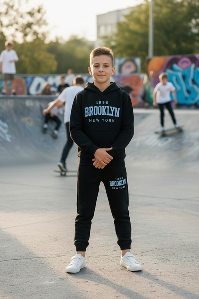 minikiss unisex Παιδικό Σετ 2 τεμαχίων με Φούτερ με Κουκούλα και Τσέπες