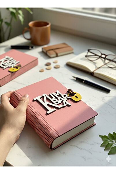 Altın express Wooden Book Piggy Bank with Lock |   Decorative Pink Money Savi...