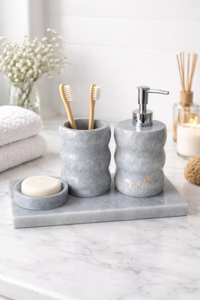 zekmar home stone Marble Gray 4-Piece Bathroom Set