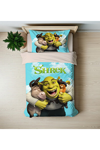 hediyechy Gift Duvet Cover Shrek Themed 3D Printed Double Duvet Cover Set Wit...
