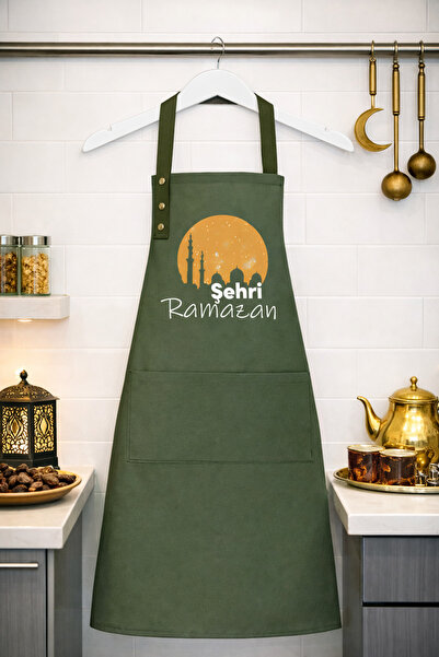 Hulganz Ramadan Themed Kitchen Apron Stain-Resistant Water-Repellent Fabric C...