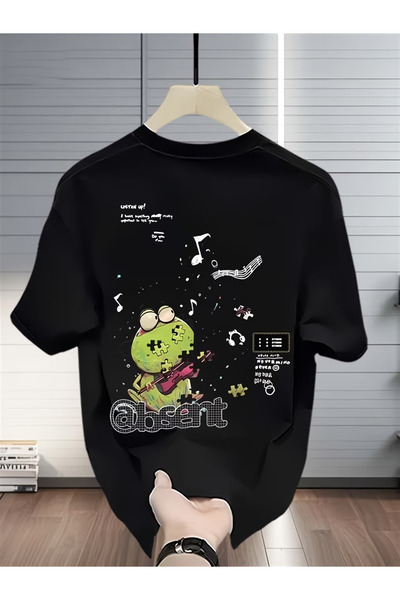 ibibik moda Unisex oversize raccoon printed cotton bicycle collar short sleev...