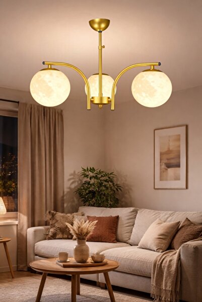 ESSLİGHT Yalın 3’lü Eskitme Sarkıt 3 Boyutlu Başlıklı Modern Salon Mutfak Yat...