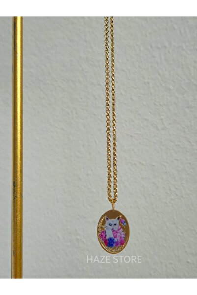 Haze قلادة على شكل شريط على شكل قطة من الفولاذ المقاوم للصدأ 316L من كات موم