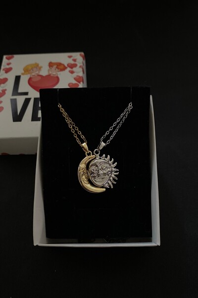 KOBA مجموعة من 2 تماثيل أنيقة للشمس والقمر مصنوعة من الفولاذ، هدية عيد الحب ف...