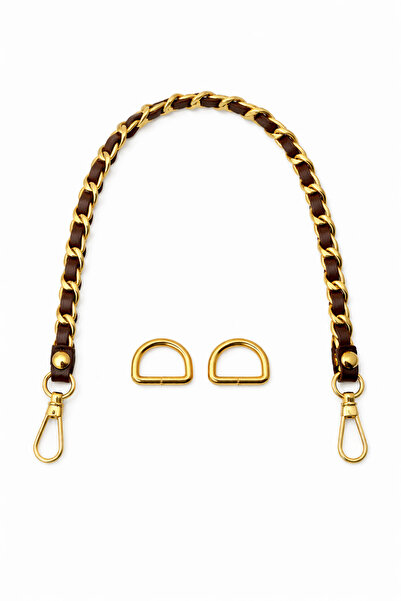 Nildenhobim Brown Leather Chain Bag Handle and Bag Front Decoration – with Go...