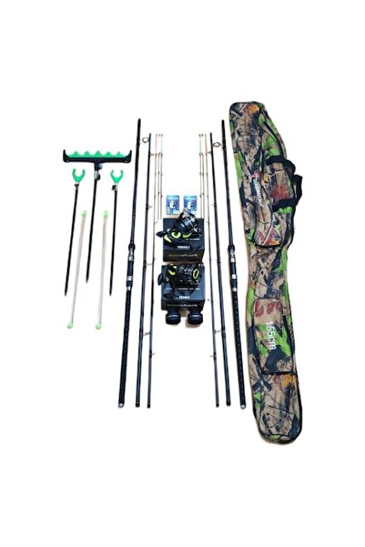 eastshark Set 2 Lansete Feeder,Carbon,Reglabile 3.60m-4.10m,2 Mulinete Tambur...