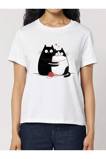 Cu Pisici Premium cotton T-shirt-Purrfect Match, Women