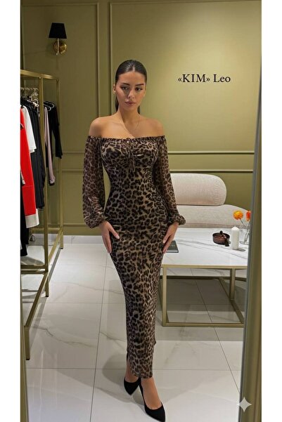 zoezoe Dijital baskılı full likralı tül kumaş içi full astarlı drapeli elbise