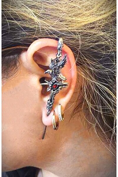 DÜKKAN DESİGN LOVE and DEEP SPACE RED STONE EYES ELF KÜPE