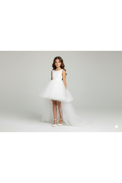 Star Kids Girl's White Tailored Satin Dress, Girl's Graduation Dress, Evening...